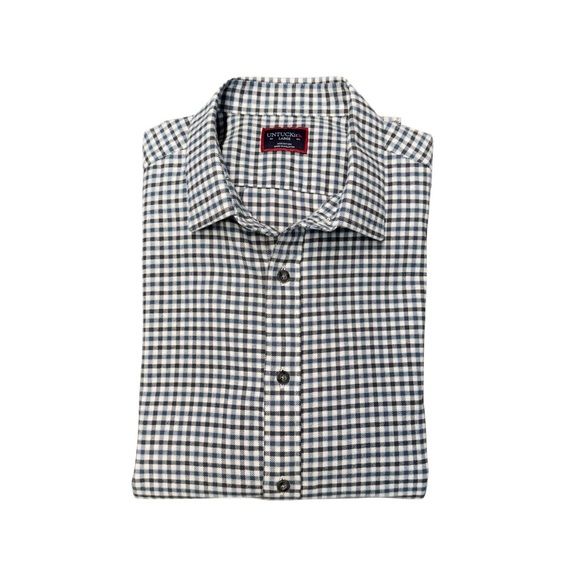 Untuckit Blue and Black Checkered flannel shirt long sleeve large - Picture 8 of 8